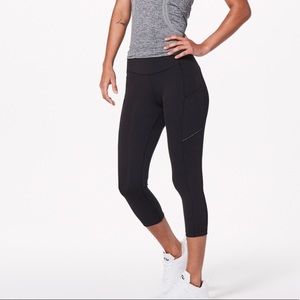 Lululemon Speed Up Crop Pockets Black Run Leggings